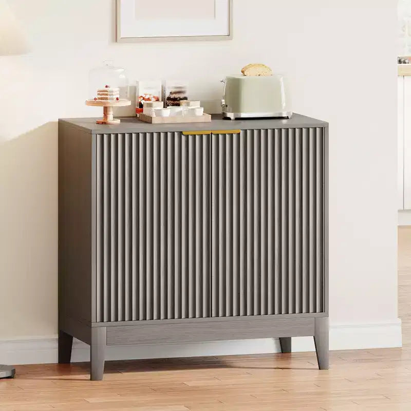 31.5 Modern Fluted Buffet Cabinet with 2 Doors - Mid Century Sideboard, Coffee Bar & Console for Kitchen, Dining Room, Entryway