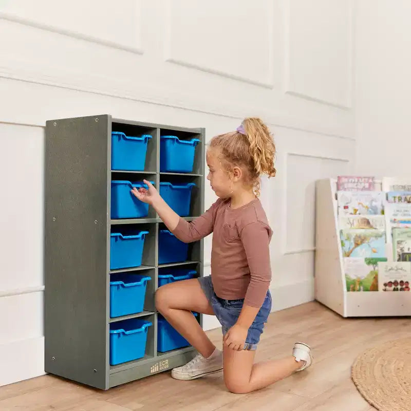 10-Cubby Mobile Storage Cabinet with Scoop Front Bins, Kids
