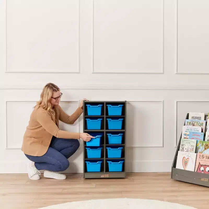 10-Cubby Mobile Storage Cabinet with Scoop Front Bins, Kids