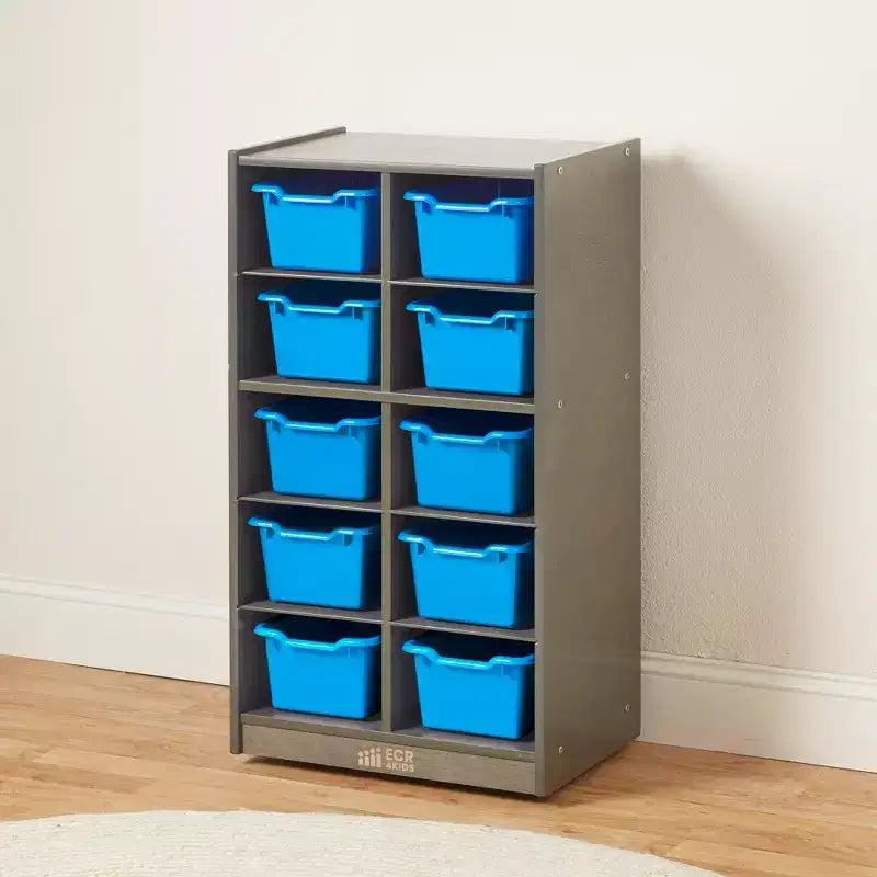 10-Cubby Mobile Storage Cabinet with Scoop Front Bins, Kids