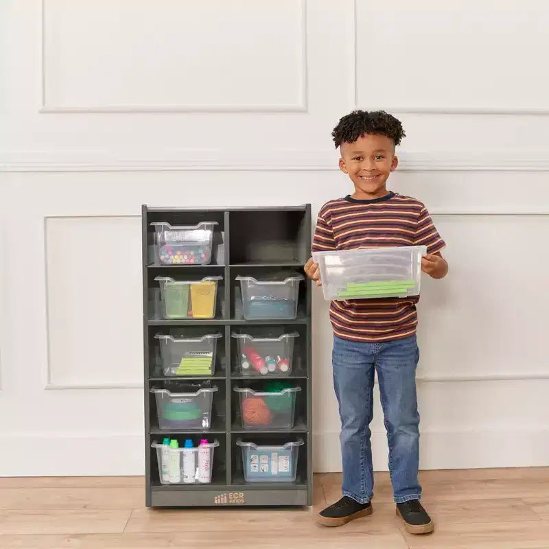 10-Cubby Mobile Storage Cabinet with Scoop Front Bins, Kids