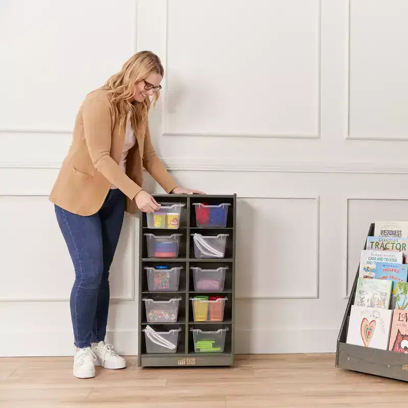 10-Cubby Mobile Storage Cabinet with Scoop Front Bins, Kids