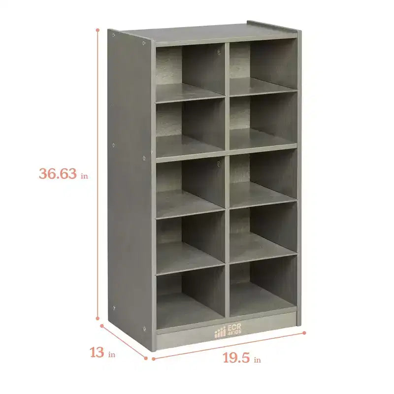 10-Cubby Mobile Storage Cabinet with Scoop Front Bins, Kids
