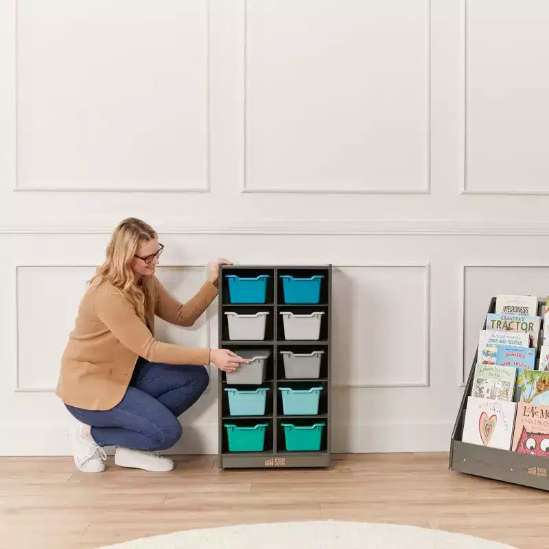 10-Cubby Mobile Storage Cabinet with Scoop Front Bins, Kids