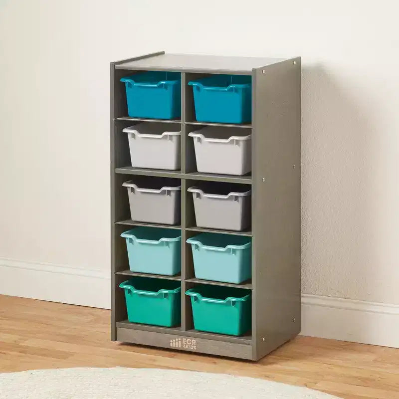 10-Cubby Mobile Storage Cabinet with Scoop Front Bins, Kids