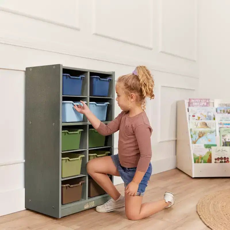 10-Cubby Mobile Storage Cabinet with Scoop Front Bins, Kids