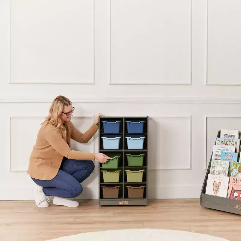 10-Cubby Mobile Storage Cabinet with Scoop Front Bins, Kids
