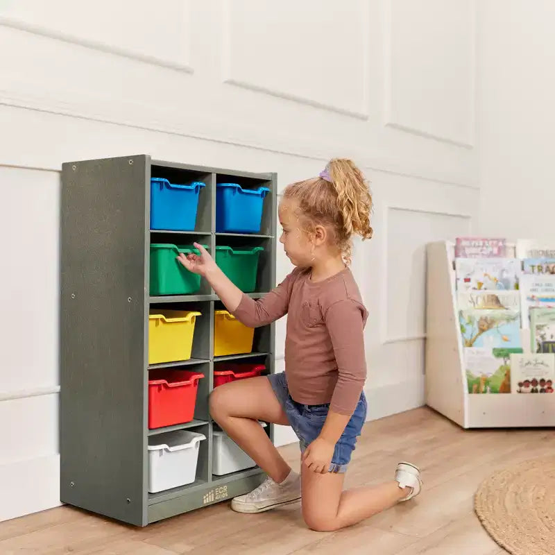 10-Cubby Mobile Storage Cabinet with Scoop Front Bins, Kids