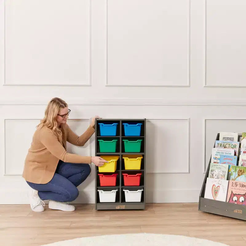 10-Cubby Mobile Storage Cabinet with Scoop Front Bins, Kids