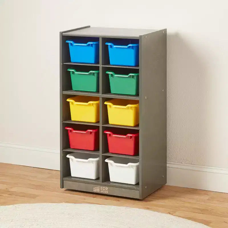 10-Cubby Mobile Storage Cabinet with Scoop Front Bins, Kids