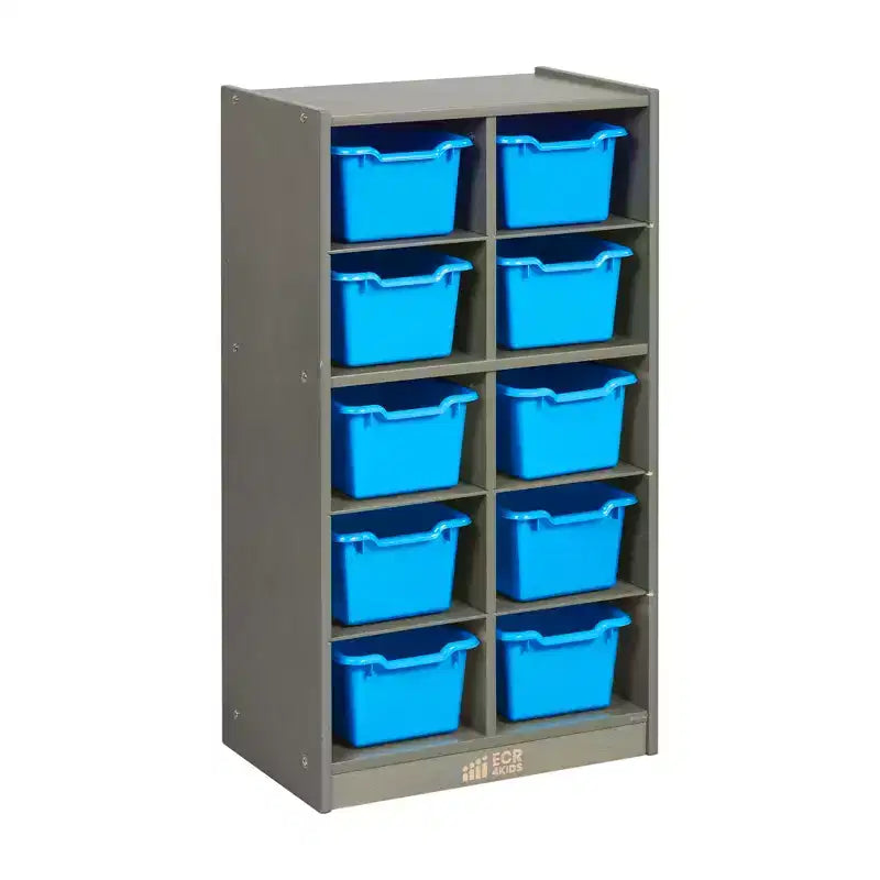 10-Cubby Mobile Storage Cabinet with Scoop Front Bins, Kids
