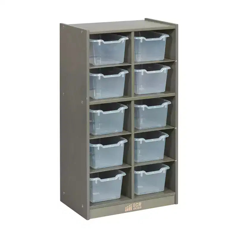 10-Cubby Mobile Storage Cabinet with Scoop Front Bins, Kids