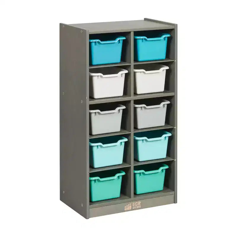 10-Cubby Mobile Storage Cabinet with Scoop Front Bins, Kids