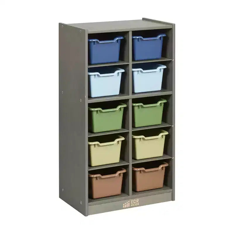 10-Cubby Mobile Storage Cabinet with Scoop Front Bins, Kids