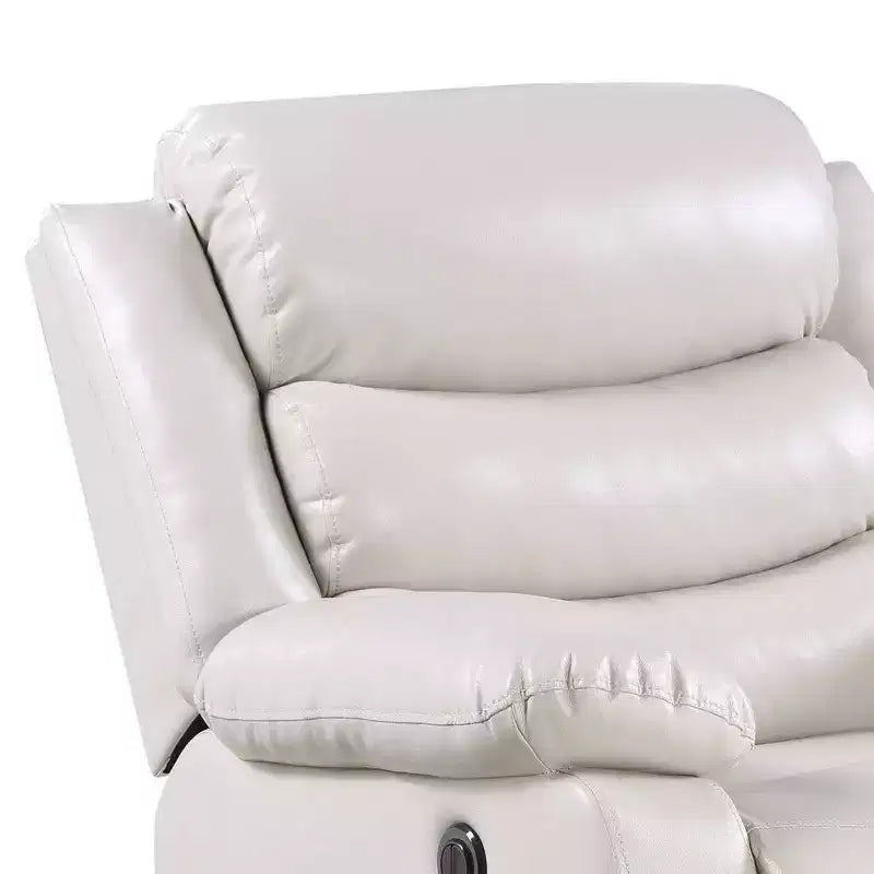 39" Power Recliner Accent Chair, Beige Faux Leather