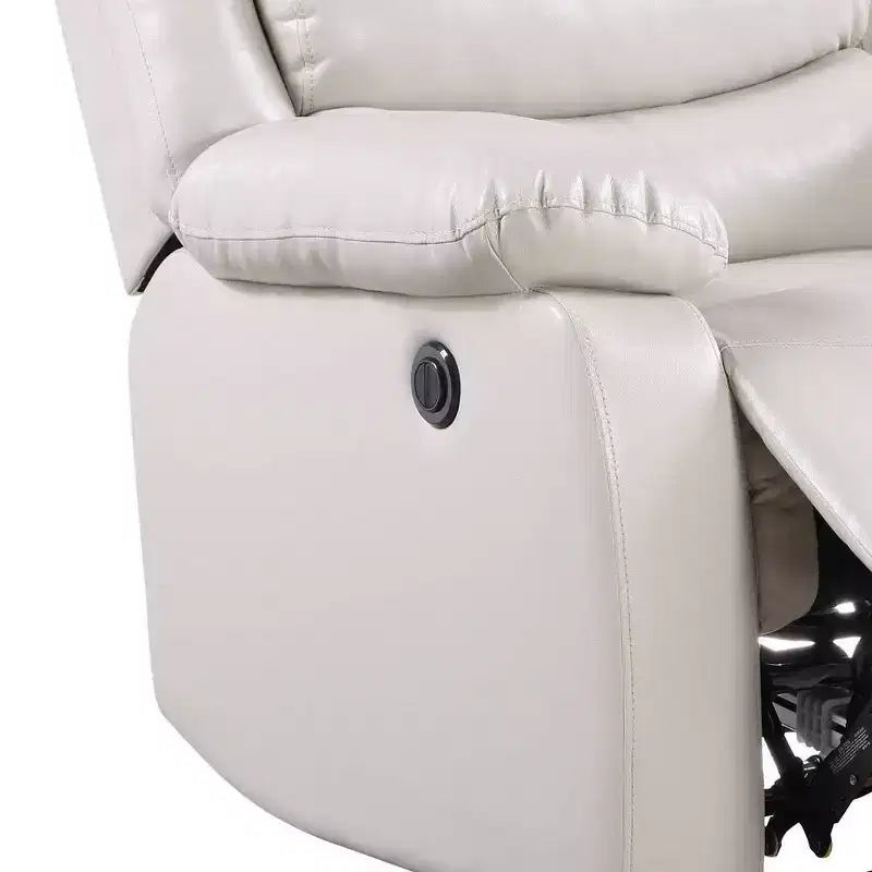39" Power Recliner Accent Chair, Beige Faux Leather
