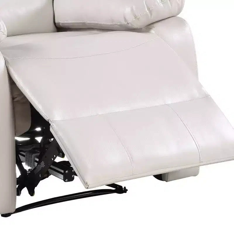 39" Power Recliner Accent Chair, Beige Faux Leather