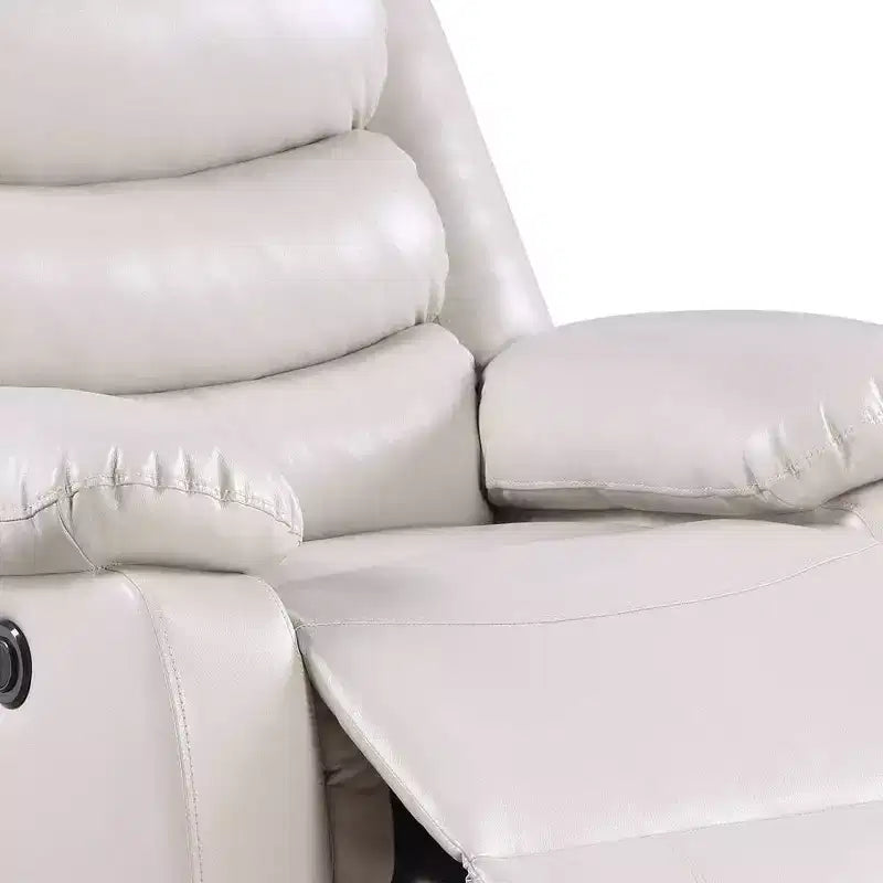 39" Power Recliner Accent Chair, Beige Faux Leather