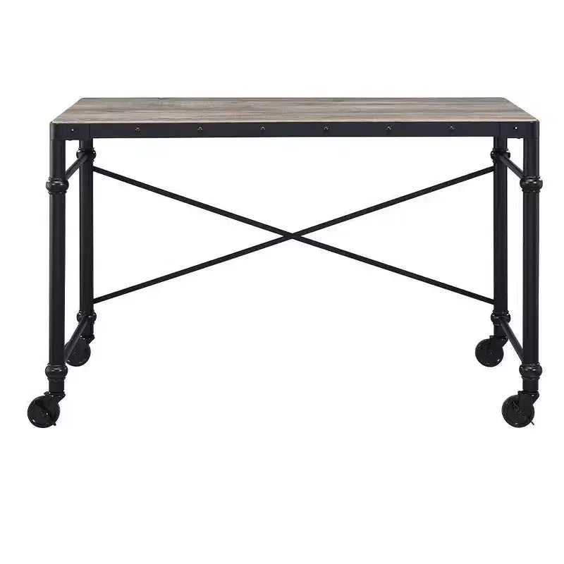 Bureau d'écriture industriel 47", chêne rustique et noir