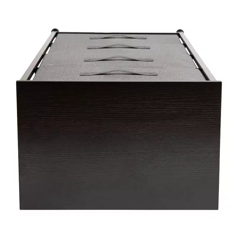 4-Drawer Vertical Storage Dresser, Wood Top with Cast Iron Frame and Fabric Drawers