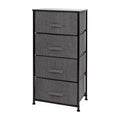4-Drawer Vertical Storage Dresser, Wood Top with Cast Iron Frame and Fabric Drawers