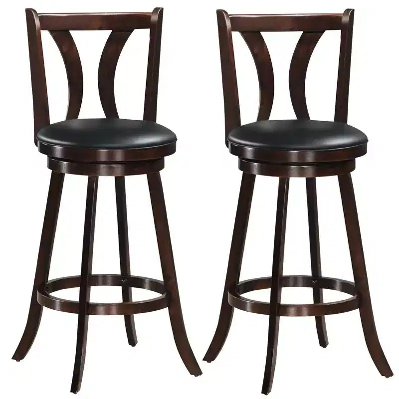 Costway Swivel Bar stools 29.5 Bar Height Chairs with Rubber Wood Legs