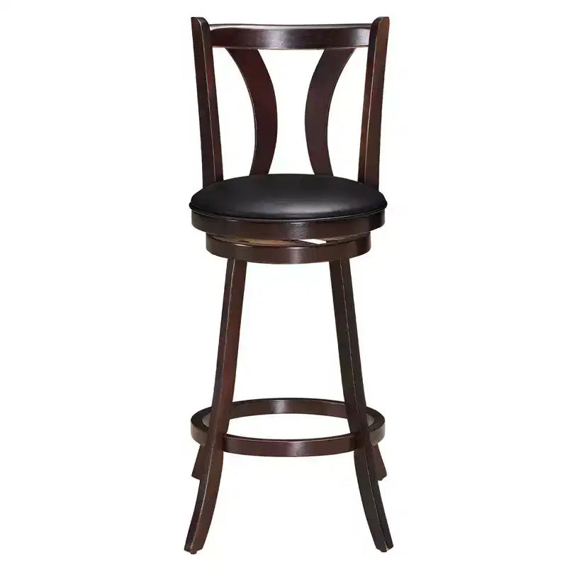Tabourets de bar pivotants 29,5" avec pieds en bois d'hévéa, siège en cuir PVC