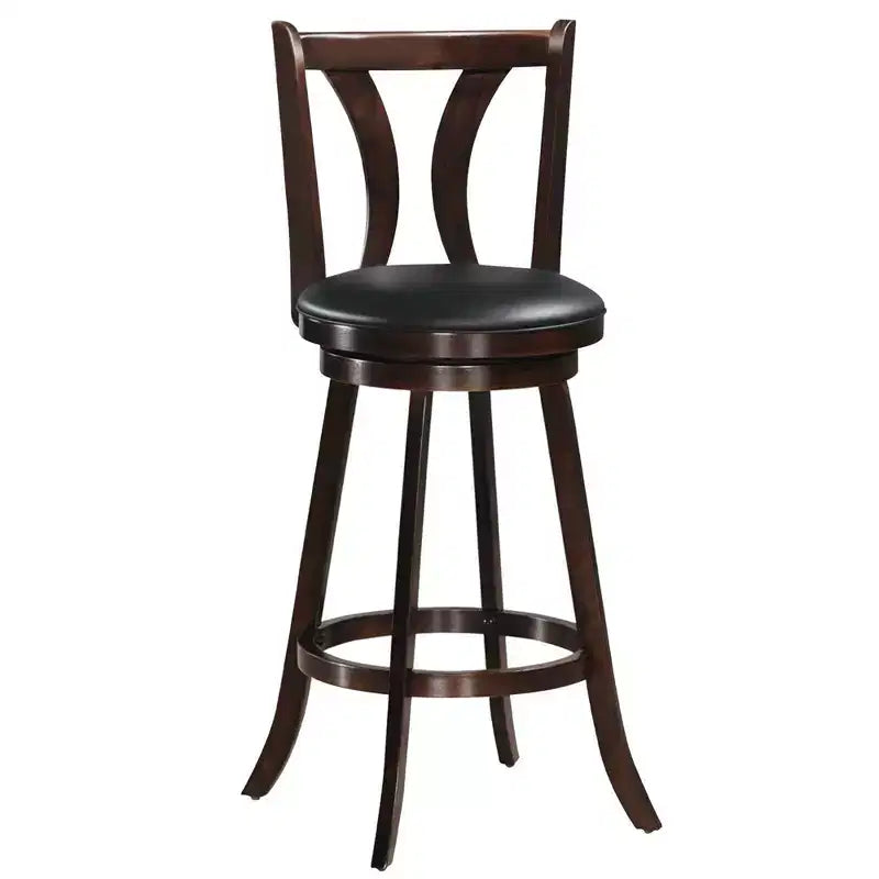 Tabourets de bar pivotants 29,5" avec pieds en bois d'hévéa, siège en cuir PVC