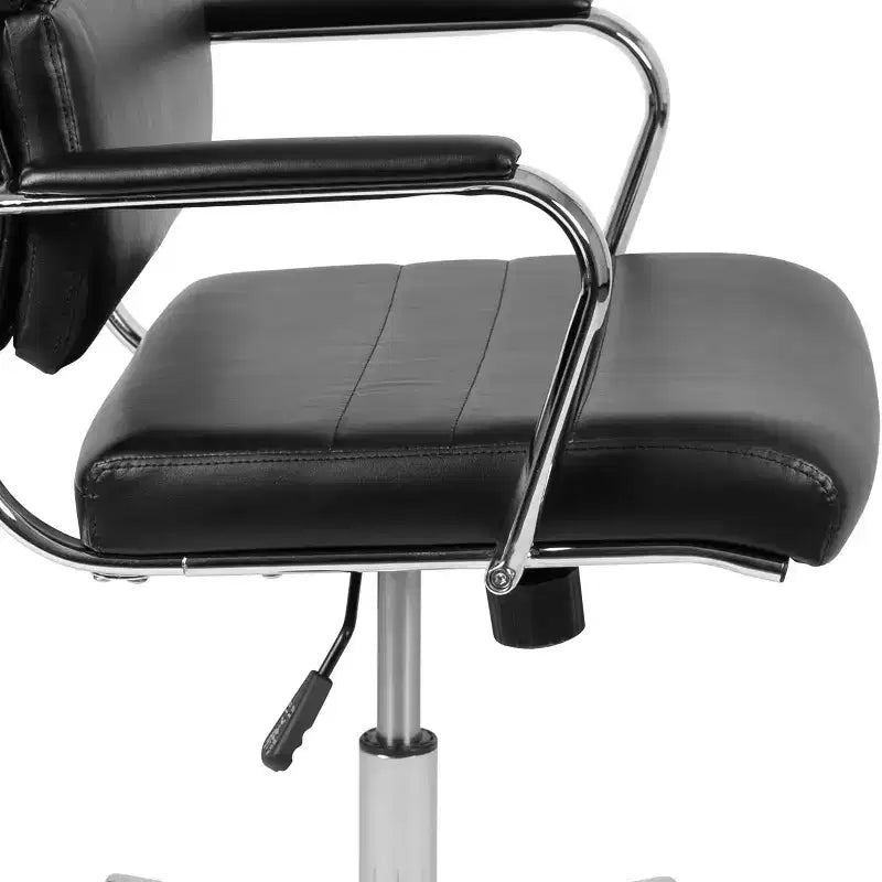 Fauteuil de bureau de direction ergonomique à haut dossier avec accoudoirs rembourrés en métal, pivotant à 360°