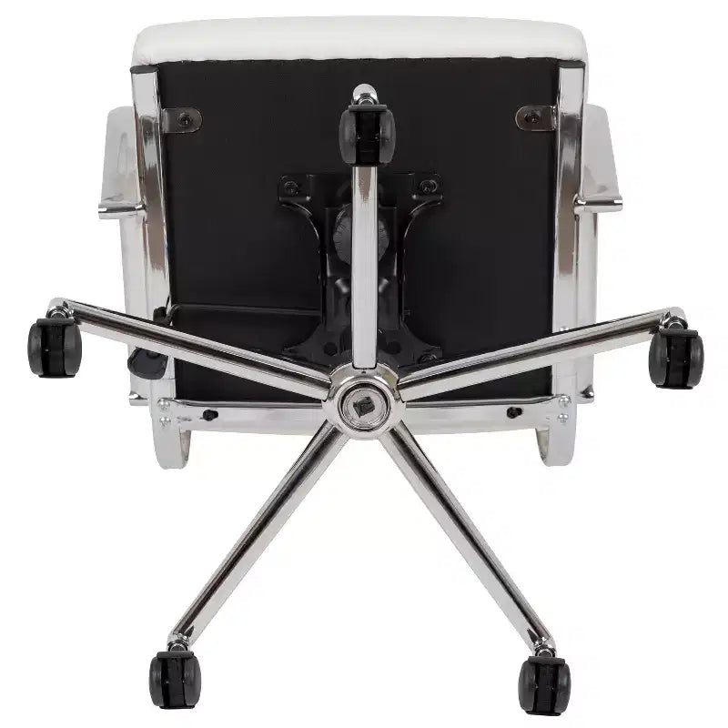 Fauteuil de bureau de direction ergonomique à haut dossier avec accoudoirs rembourrés en métal, pivotant à 360°