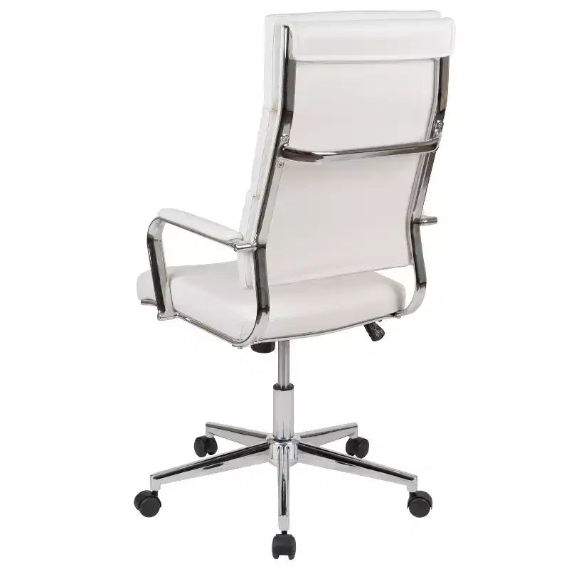 Fauteuil de bureau de direction ergonomique à haut dossier avec accoudoirs rembourrés en métal, pivotant à 360°