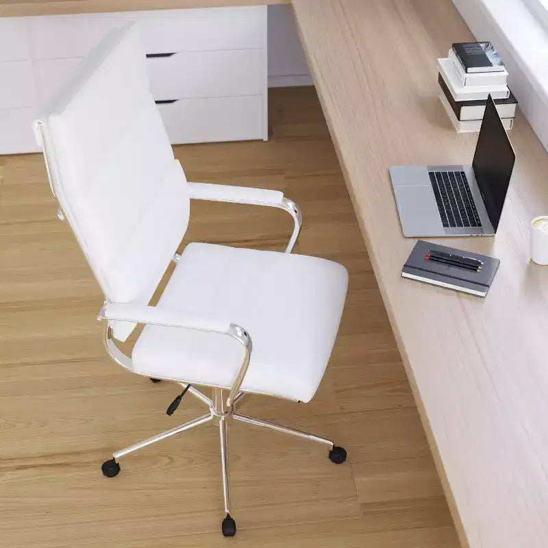 Fauteuil de bureau de direction ergonomique à haut dossier avec accoudoirs rembourrés en métal, pivotant à 360°