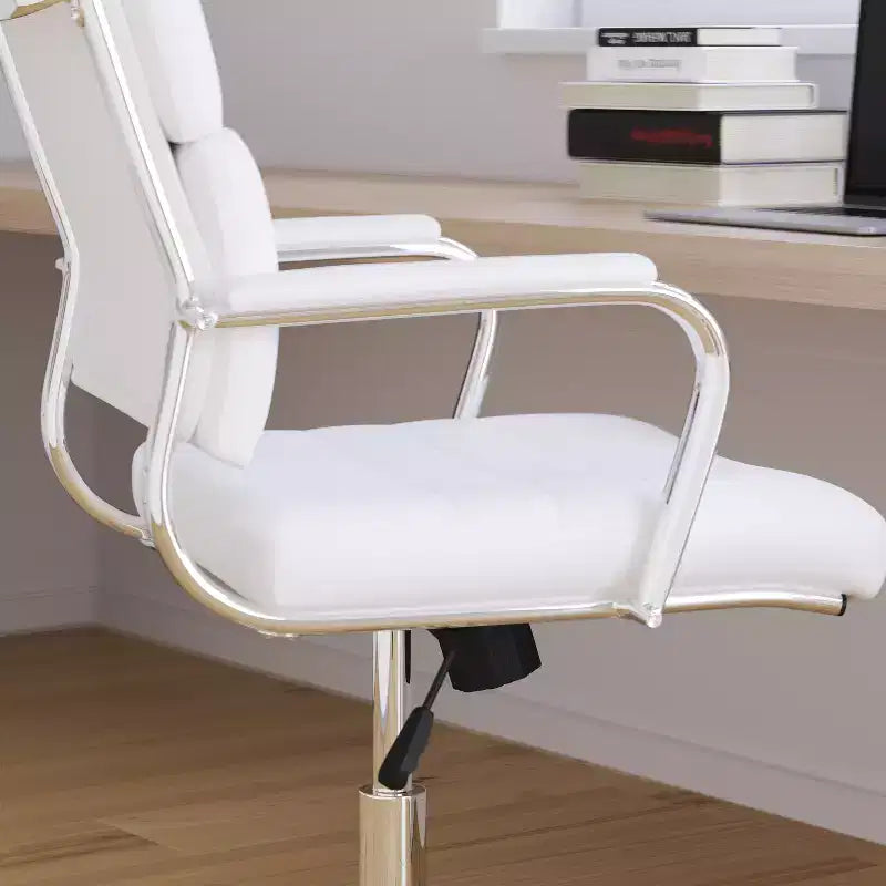 Fauteuil de bureau de direction ergonomique à haut dossier avec accoudoirs rembourrés en métal, pivotant à 360°