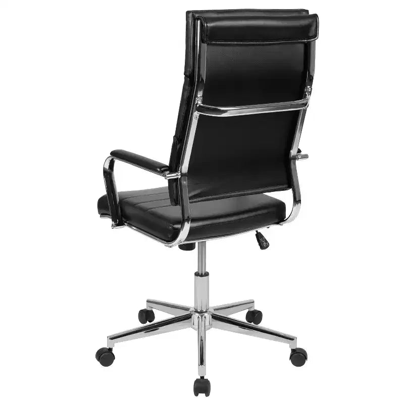 Fauteuil de bureau de direction ergonomique à haut dossier avec accoudoirs rembourrés en métal, pivotant à 360°