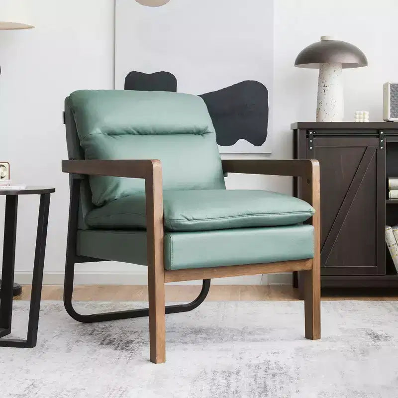 Fauteuil d'appoint rembourré moderne avec pieds en bois d'hévéa