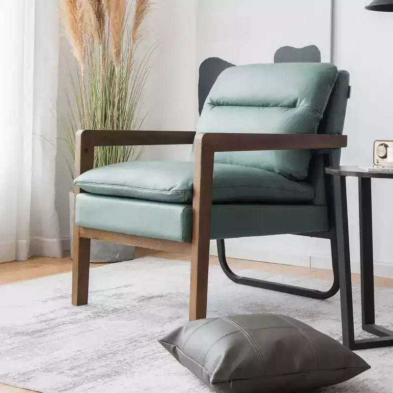 Fauteuil d'appoint rembourré moderne avec pieds en bois d'hévéa
