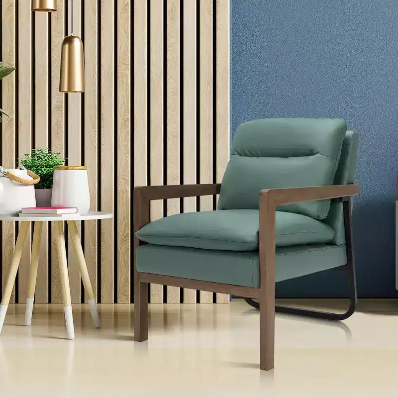 Fauteuil d'appoint rembourré moderne avec pieds en bois d'hévéa