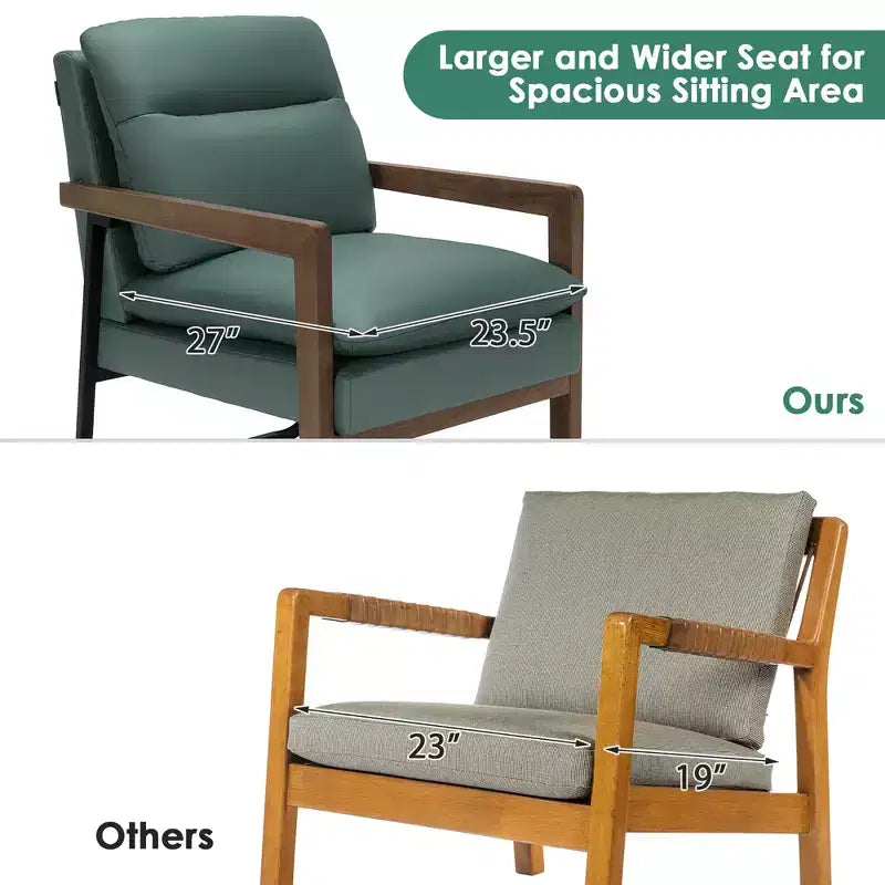 Fauteuil d'appoint rembourré moderne avec pieds en bois d'hévéa