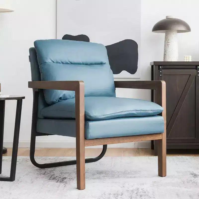Fauteuil d'appoint rembourré moderne avec pieds en bois d'hévéa