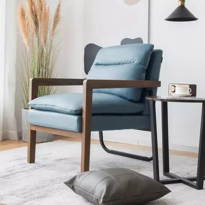 Fauteuil d'appoint rembourré moderne avec pieds en bois d'hévéa
