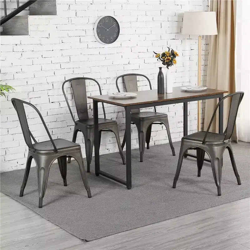 Chaises de salle à manger empilables en métal, intérieur/extérieur