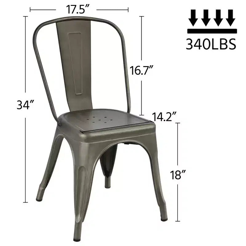 Chaises de salle à manger empilables en métal, intérieur/extérieur