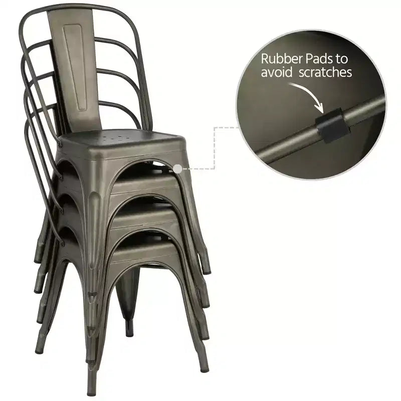 Chaises de salle à manger empilables en métal, intérieur/extérieur