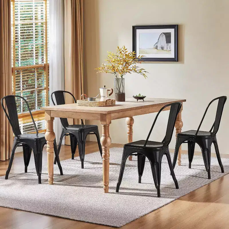 Chaises de salle à manger empilables en métal, intérieur/extérieur
