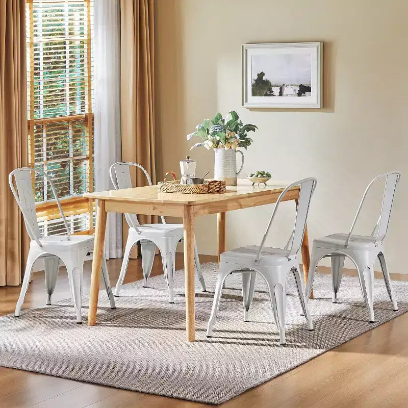 Chaises de salle à manger empilables en métal, intérieur/extérieur