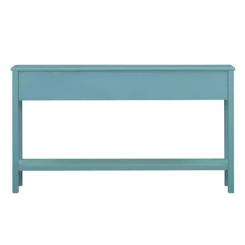 60" Rustic Console Table with 4 Drawers and Bottom Shelf, White